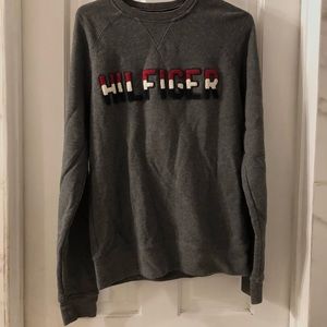 Red White Blue Tommy Hilfiger Print Grey Sweatshirt